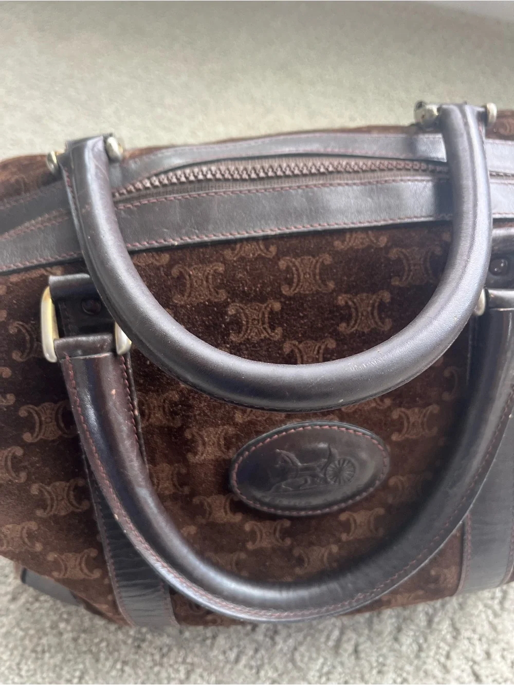 Celine vintage macadam suede Boston bag